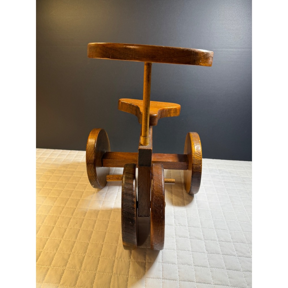 Vintage Handmade Wooden Child Tricycle Toy Mid Century Folk Art Wood Decor 12in - Picture 5 of 7